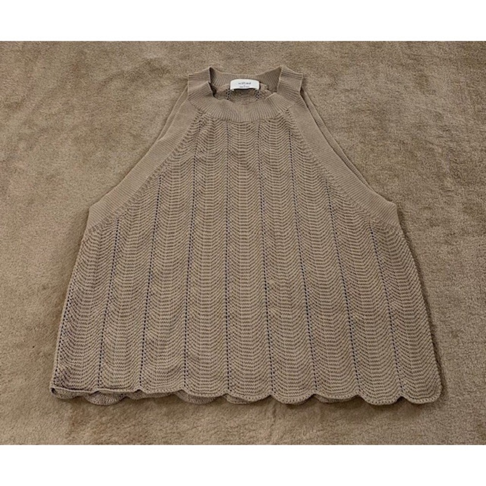 Aritzia Wilfred BEIGE Knit Sleeveless Tank with Scalloped Hem Size Small EUC - Picture 5 of 7